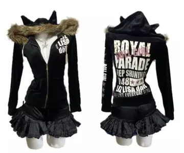 후드 부착 후드티 M 사이즈 y2k 서브컬쳐 갸루 스타일