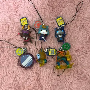 요괴워치 클리어 마스코트 키링 6종 세트 블랙 오니 로보냥F형 등