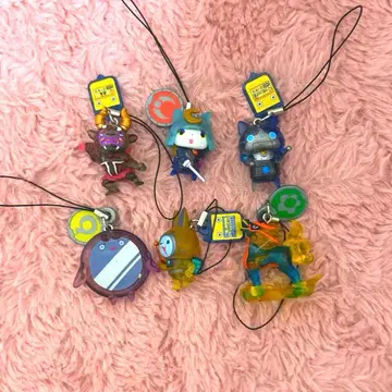 요괴워치 클리어 마스코트 키링 6종 세트 블랙 오니 로보냥F형 등