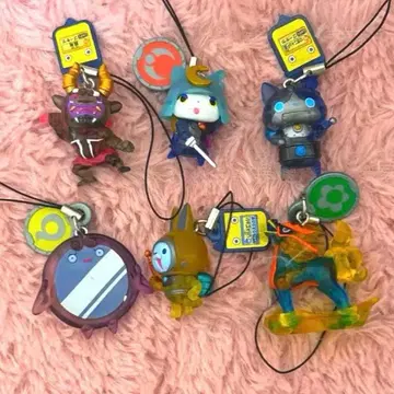요괴워치 클리어 마스코트 키링 6종 세트 블랙 오니 로보냥F형 등