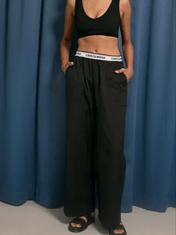 cavezarosso 카베사로쏘 로고 벨트 스트레이트 팬츠 블랙 36