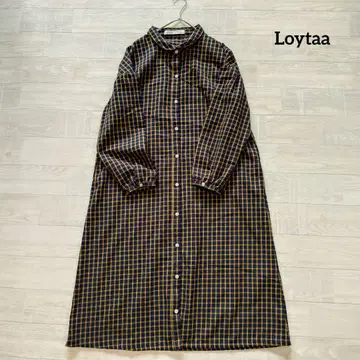 Loytaa 로유타 꼬마 둥근 카라 체크 셔츠 원피스 F