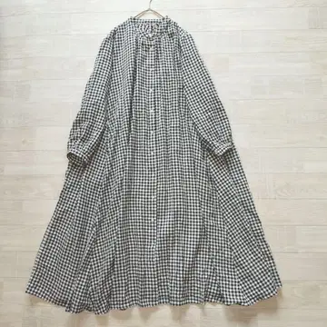 오브 밴드 카라 깅엄 체크 기모 원피스