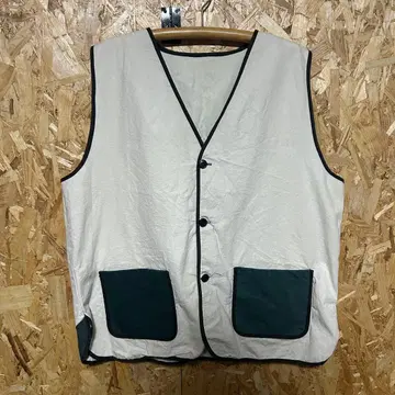 헌팅 베스트 오버 사이즈 2XL 상당 절개 그린 아이보리