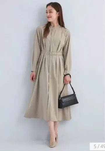 green label relaxing 턱 플레어 벨트 원피스