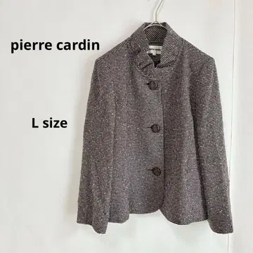 pierre cardin 자켓 L 브라운 프릴 칼라 울 혼방