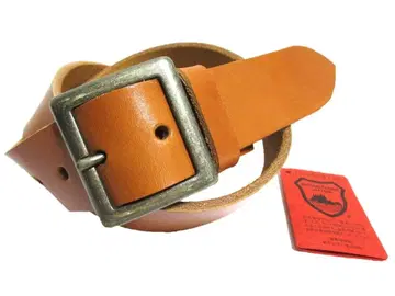 도치기 가죽 벨트 (카멜) 앤틱 골드 도금 버클 40mm 폭 통가죽