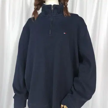 used XL 사이즈 / 타미힐피거 하프 지퍼 스웨트 셔츠 네이비