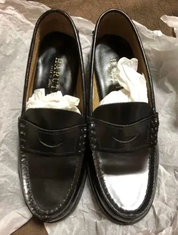 HARUTA 블랙 가죽 로퍼 3E