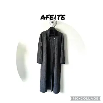 afeite 다크 그레이 스탠드 카라 롱 가디건