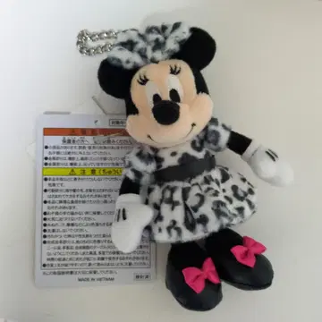 미니 봉제 인형 키체인 화이트 레오파드 무늬 TDR