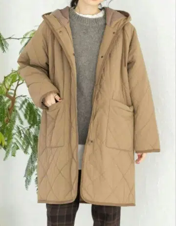 스튜디오 클립 다기능 후드 퀼트 롱 코트