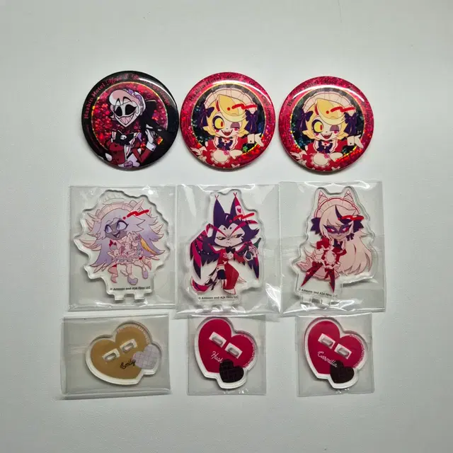 해즈빈호텔 애니메이트 카페 캔뱃지 미니 아크릴스탠드 원가이하 일괄판매