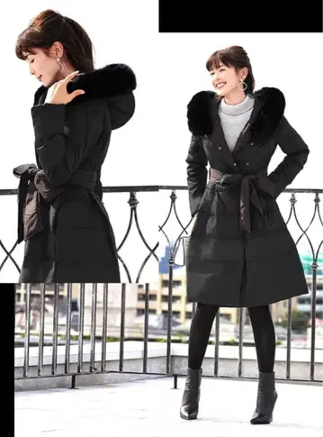 RUIRUE BOUTIQUE 럭셔리 퍼 후드 다운 자켓