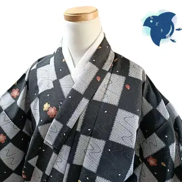 C28 치도리야 기모노 코몬 워셔블 기모노 화학 섬유 이치마츠 블랙