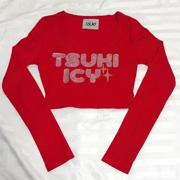 레드 롱 슬리브 크롭 탑 츠키 부티크 TSUKI BOUTIQUE