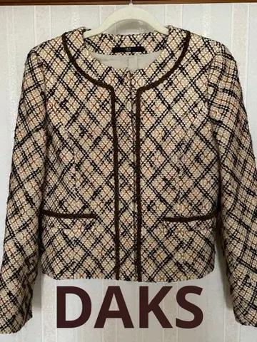 DAKS 체크 노카라 자켓