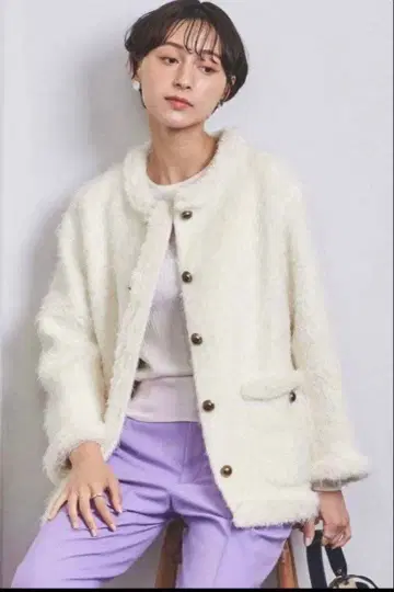 UNITED ARROWS 샤기 트위드 자켓 코트 36