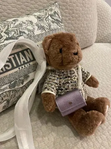 케이티 베어 트위드 3D 테디 베어 크로스바디