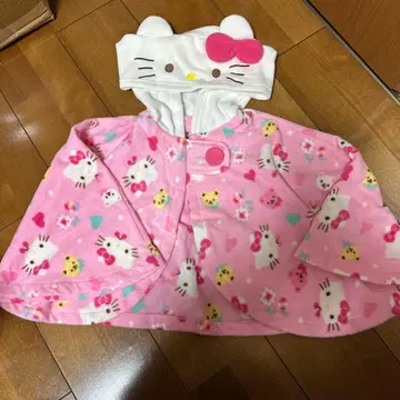 새상품급 헬로키티 후드 부착 케이프 후드 부착 담요 무릎 담요 핑크