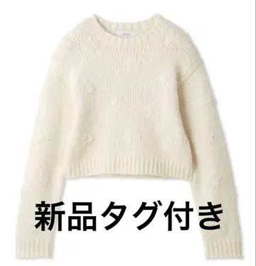 새상품 emmi 플라워 자수 니트 2025AW 프리 화이트