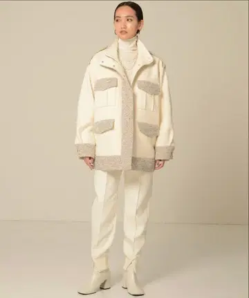 완판템 [ MATURED ] 스탠드 카라 트위드 블루종