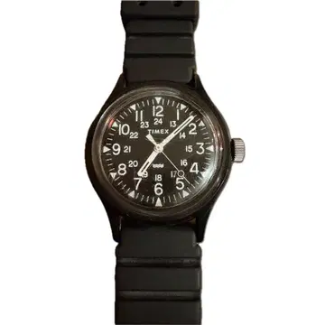 TIMEX 블랙 러버 밴드 손목시계 블랙
