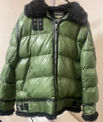 OVERHEAD 퍼 달린 다운 자켓 올리브 그린