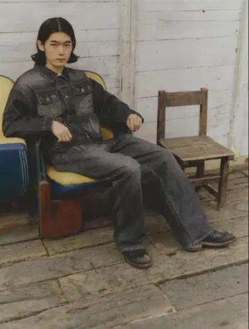 BELVET 데미지 데님 셋업 L