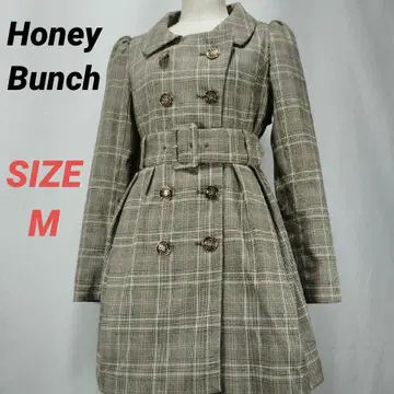 Honey Bunch 허니치 숏 트렌치코트 체크 로고 M