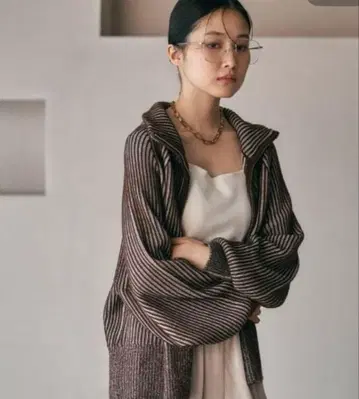 lepsim 배색 리브 ZIP 가디건