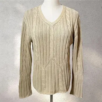 [조르주 레슈] 큼직한 니트/베이지/어른 걸리시/V넥/긴팔
