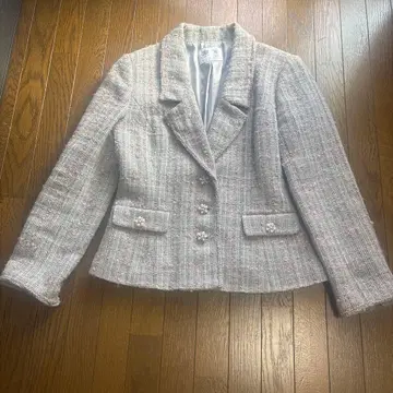 AUSTIN REED 그레이 핑크 라메 트위드 테일러드 자켓 40