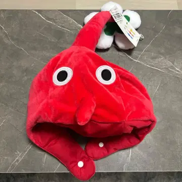 빨간색 피크민 모자 꽃 포함