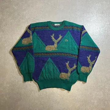 80s 90s LACOSTE 총무늬 니트 울 애니멀 동물 라코스테
