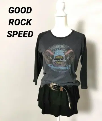 GOOD ROCK SPEED 그래픽 프린트 오부 소매 그런지 그레이