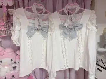 LIZLISA 크로스 레이스 리본 컷 탑 세트