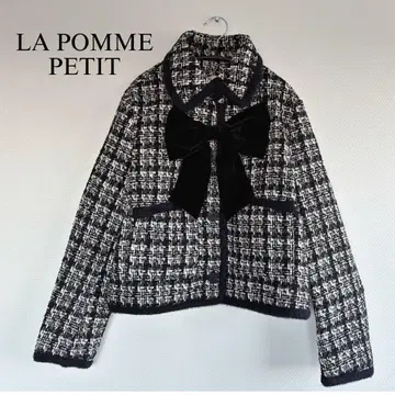라포미쁘띠 트위드 자켓 LA POMME PETIT 벨로아 리본