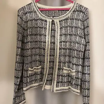 아푸와이저 리셰 펄 포켓 트위드풍 가디건