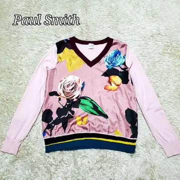 새상품급 Paul Smith 현행 셔츠 꽃무늬 니트 도킹 M
