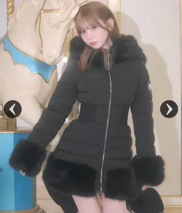 미셸 마카롱 아름다운 허리선 인조 모피 다운 코트