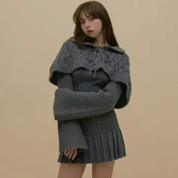 ANDMARY Snow cape knit set up gray