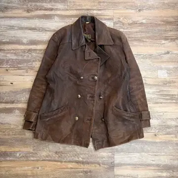 천연 가죽 가죽 자켓 더블 브레스트 유로 빈티지 밀리터리 구제 의류