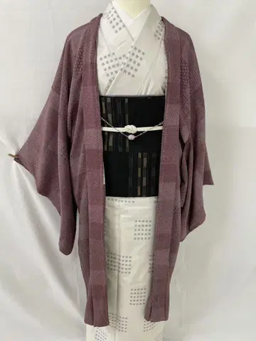 미사용 새상품 순수 실크 이중 기모노 겉옷 (에도 코몬)