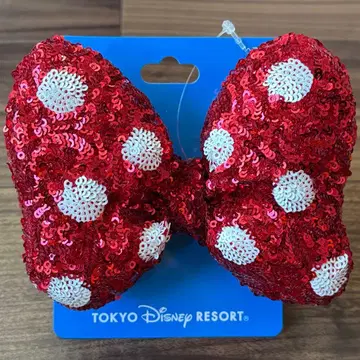 [ 새상품 ] 디즈니 머리끈 미니 리본 스팽글 빨간색