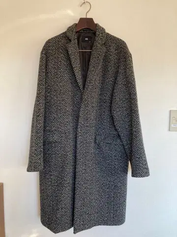 HARE 하레 울 체스터 코트 비슈 울 헤링본 무늬 L 사이즈