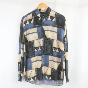 VINTAGE CAMAIEU 아트 패널 올 패턴 오버 사이즈 셔츠