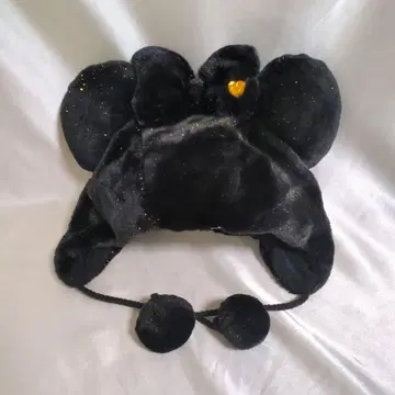 디즈니 미니 팬캡 블랙 x 골드 라메 하트 모자