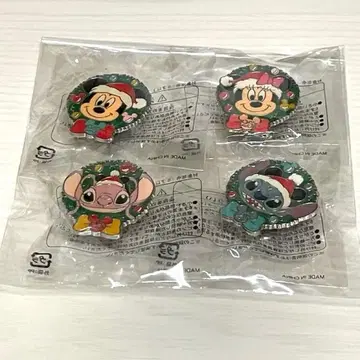 디즈니 25주년 크리스마스 핀 배지 4개 세트
