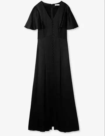 프레이 아이디 프릴 슬리브 새틴 턱 원피스